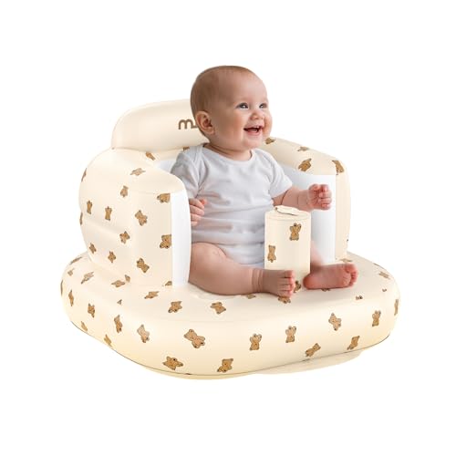 Image of Mink Inflatable Baby Seat for Babies 3+ Months,Infant Floor Seats for Sitting Up,Portable Blow Up Baby Chair with Built in Air Pump, Ideal for Sitting Up and Learning to Play (Bear Cub)