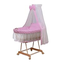 Culla Con Cappotta Waldin XXL - In Vimini Naturale, Con Ruote E Accessori, Bianco - Foto 12