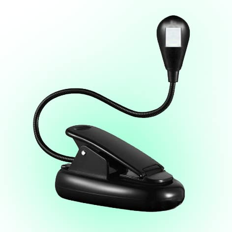 1ud | Lámpara de lectura LED portatil con clip | Luz de estudio | 3 Pilas AAA no incluidas | 1 LED | Libros Revistas Lectura Infantil Juvenil | Negro Cover