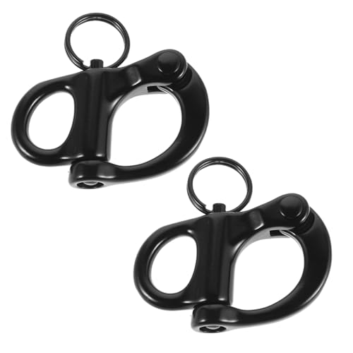 Sosoport Manille Pivotante à Ressort en Acier Inoxydable 52 MM Noire Lot de 2 Clips de Plongée à Dégagement Rapide pour Voile et Équipement de Yacht Fixations de Navigation Robustes