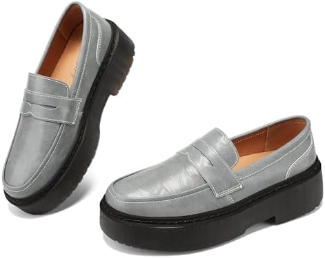 BEAUSEEN Women's Platform Chunky Penny Loafers Comfortable Lug Sole Slip-On Business Work Casual Dressy Shoes