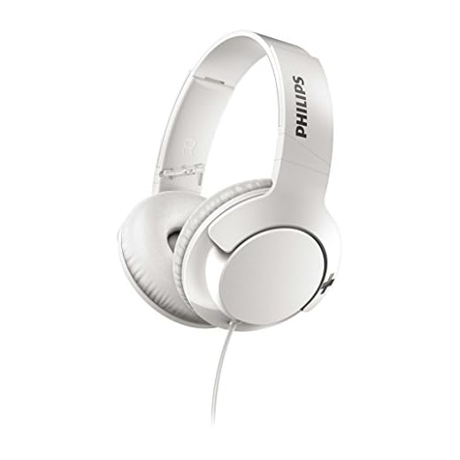 Philips Bass+ SHL3175WT - Auriculares con micrófono, Cable, Bajos potentes, Plegables, Ligeros y Elegantes, Blanco