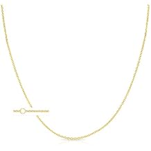 Floreo 14k Yellow Gold, White Gold, or Rose Gold 0.87mm Single Extendable Solid Diamond Cut Cable Chain Adjustable Necklace, 16" - 18 Inch
