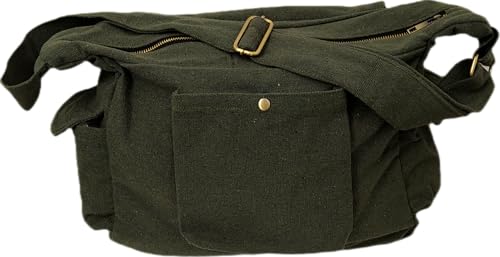 Image of Rough Canvas Cotton Messenger Sling Bag, (32x23x10cm, 7.5L) Medium Size. Patching with Elephant Design