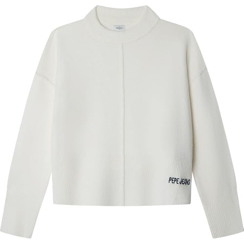 Tricot Pepe Jeans Bibby blanc pour fille de 10 ans, le pull en maille confortable