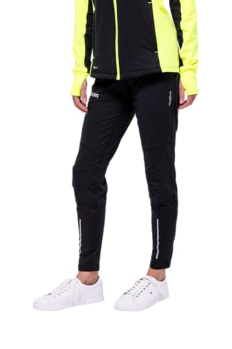 Airtracks Damen Thermo Laufhose Lang Pro Line - Winter Funktions Running Tight - Warm - Atmungsaktiv - Reflektoren- schwarz - XXL
