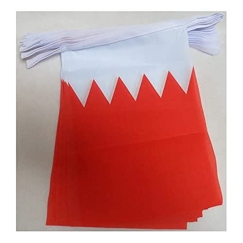Image of AZ FLAG Bahrain 6 meters BUNTING Flag 20 flags 9'' x 6'' - Bahrain STRING flags 15 x 21 cm