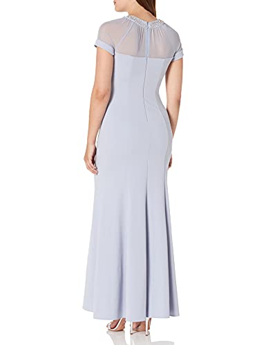 Image of Alex Evenings Women's Long Shift Dress with Illusion Neckline (Petite and Regular Sizes)