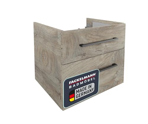 FACKELMANN Waschtischunterschrank Oxford/Badschrank mit Soft-Close-System/Maße (B x H x T): ca. 60 x 50,9 x 48,8 cm/hochwertiger Schrank fürs Bad mit 2 Schubladen/Korpus & Front: Braun hell