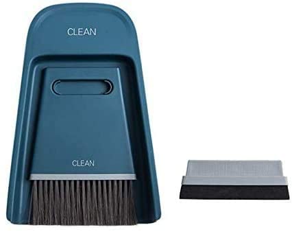 ほうきちりとりセットミニほうき 卓上ほうき 倒れない! ほうきちりとりセット テーブルホーキ ミニデスクトップほうき 多機能ダスト除去 静的なし 持ち運びが簡単 屋内でも屋外 でも使用可能 車 部屋 玄関掃除用 ネイビー