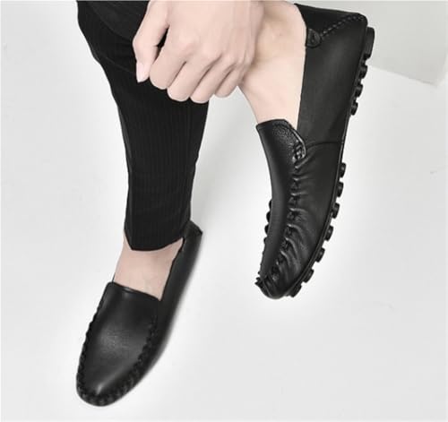 Men's Loafers Shoes Genuine Leather Rubber Sole Round Toe Simple Anti-Slip Comfortable Flexible Party Slip-ons4