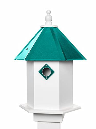 Large Bird House 2 Holes, Handmade In The Usa, Made Of Weather Resistant Pvc, Holes Are Protected By Metal Predator Guards (2 Compartments, Green) #TOP5