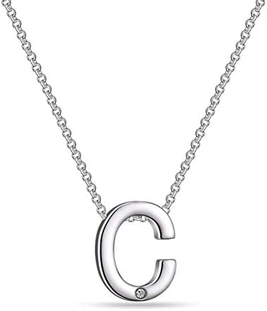 Silver Plated Initial Necklaces A to Z Created with Austrian Crystals