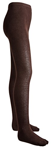 Sportoli Girls Flat Knit Cotton Hold and Stretch Footed Winter Tights - Brown (size 1/3)2