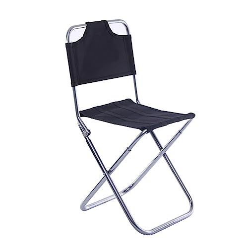 Happyyami Folding Stool Outdoor Aluminum Alloy Collapsible Chair for Camping and Fishing Medium Black Silver Portable Lightweight Design for Hiking and Travel