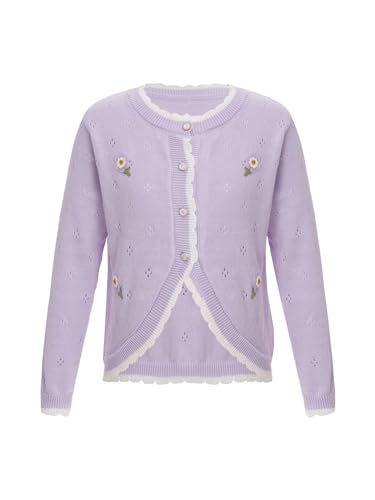 Kids Girls Cute Flower Long Sleeve Knit Bolero Cardigan Shrug Jacket Cover Up Sweater Tops Knitwear Outerwear