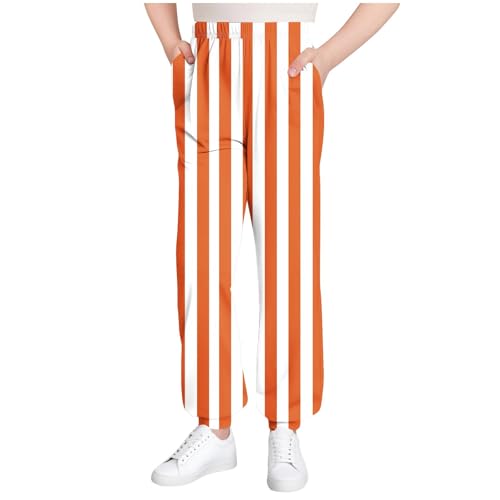 Girls Boys Casual Striped Sweatpants Elastic Waist Joggers Loose Athletic Track Pants with Pockets for Kids 3-15 Years