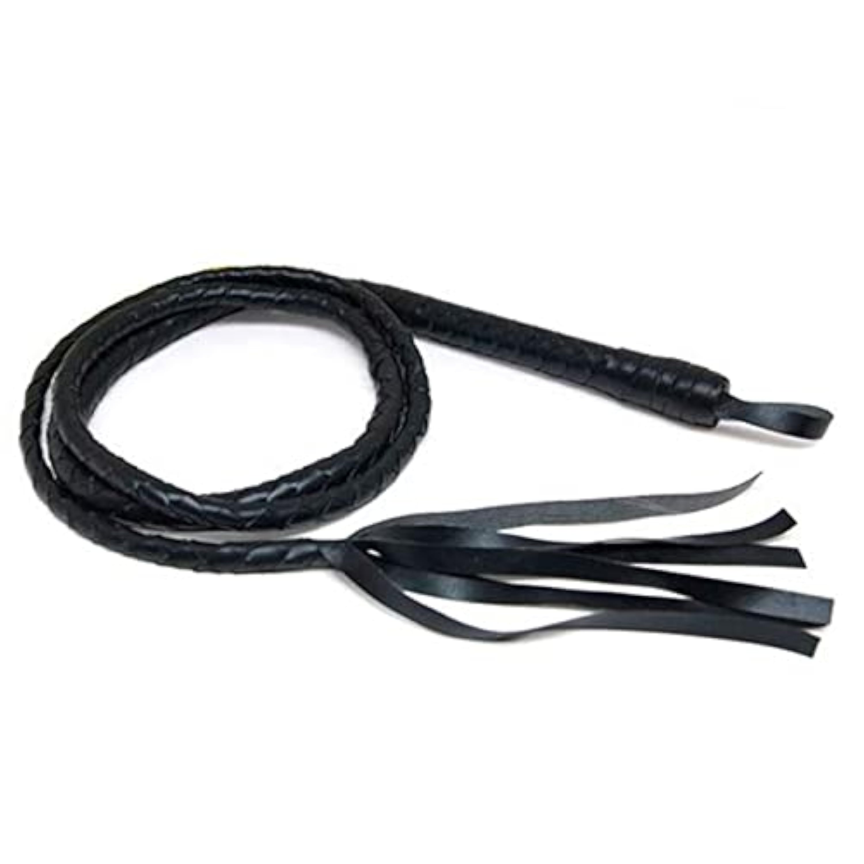 Acan Tradineur - Látigo de cuero con flecos para adulto, accesorio para disfraz de domador, gatita sexy, carnaval, Halloween, cosplay, fiestas (Negro - 200 cm)