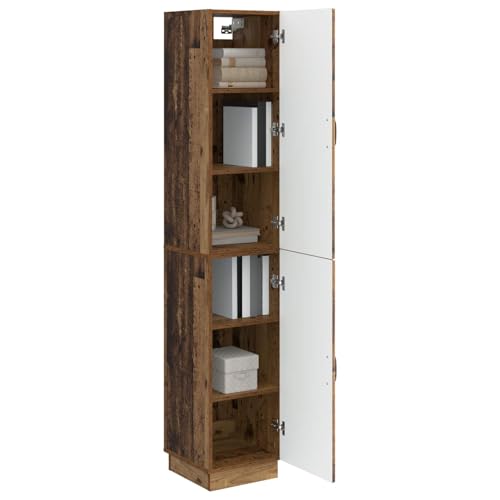 Armarios de madera envejecida multiusos con estante de pared y 4 baldas 4