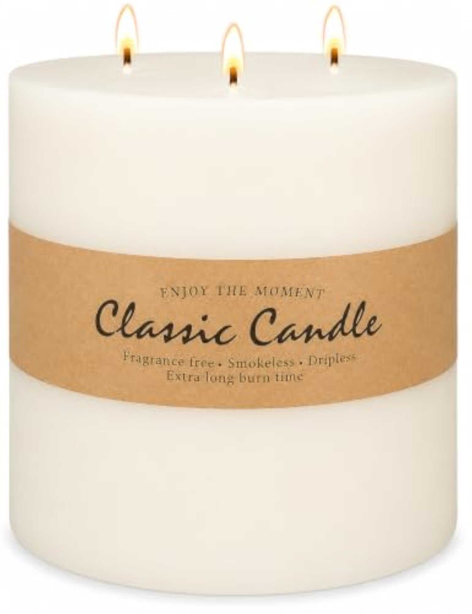 Large 3-Wick Ivory Pillar Candle