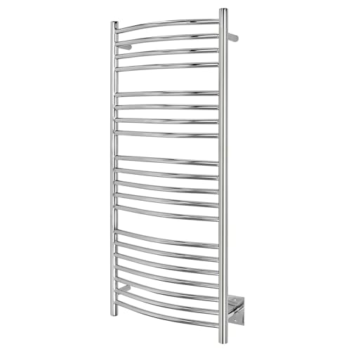 WarmlyYours Bellagio Electric Heated Towel Rack, 20-Bars Wall Mounted Towel Warmer Polished Stainless Steel for Luxury Spa-Like Comfort in Your Bathroom, Hardwired