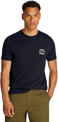 Tommy Hilfiger Camiseta de Manga Corta Hombre Stack tee con Cuello Redondo, Azul...