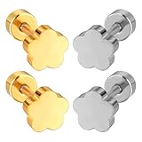 Hohopeti Pendientes de Moda para Mujer 2 Pares de Aros de Acero Inoxidable Cierre de Rosca, Diseño Floral y Estilo Pastoral para Uso Diario y Ocasiones Obsequios