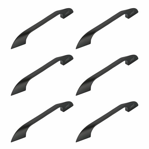 Image of LAPO 6 Inch Cabinet Pull Handles for Drawer & Wardrobe, Ideal for Kitchen Use, Rust Safe Finish, Easy Install Design, 3 Years Warranty (160mm, Black Finish, Pack of 6) - Twist