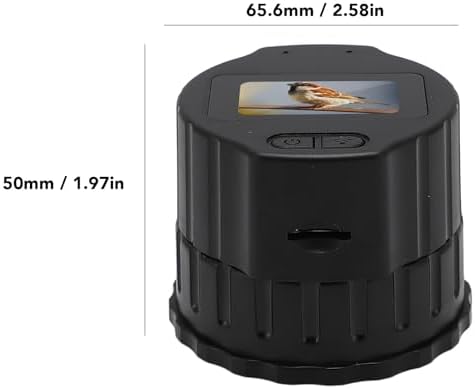 Diagram showing the dimensions of the electronic eyepiece camera: 65.6mm (2.58in) in width and 50mm (1.97in) in height.