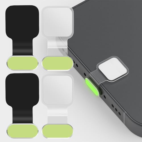 Acessórios de telefone de decoração de plugue de poeira tipo C de metal luminoso para iPhone 16 15 Samsung USB C Plugues de poeira, transparente