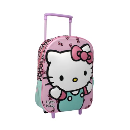 il megastore dei giocattoli e Giochiamo Mochila trolley 3D para guardería con ruedas y asa extensible, ligera y compacta, para guardería, Hello Kitty, Standard, Dibujos Animados