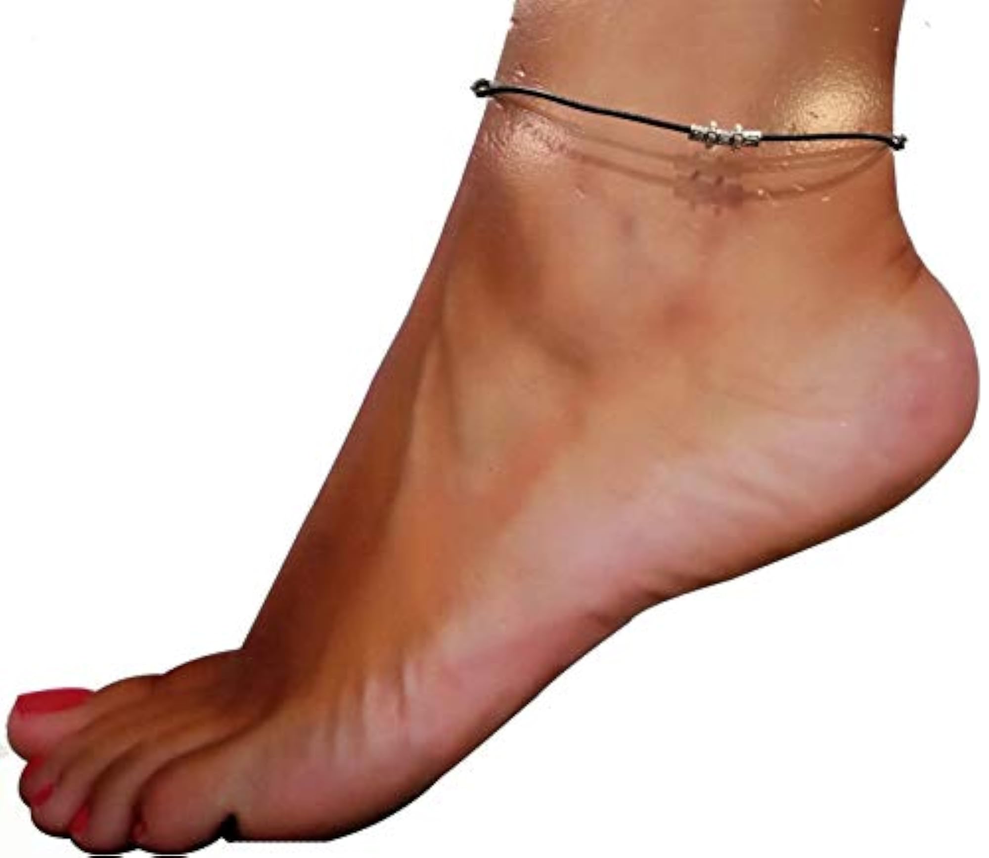Set of 4 Lac and Brass Anklets, Traditional Style