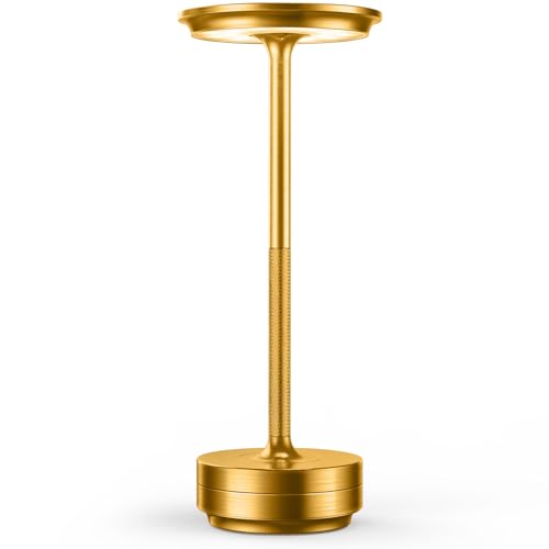 Fdidc T-106 GOLD Led Rechargeable Cordless Table Lamp, Battery Operated Stepless Dimming Modern Portable Outdoor Table Light cover