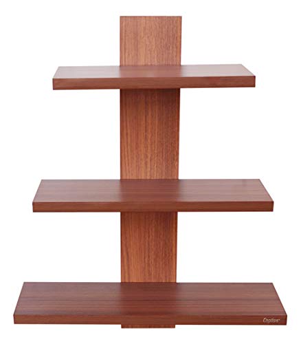 Image of Captiver Engineered Wood Wall Mounted Home Decor Shelf Batten Tier 3 (Matte,Teak) II for Living Study Dining Room Bathroom Kitchen Library Office Tv Organizer Bedroom