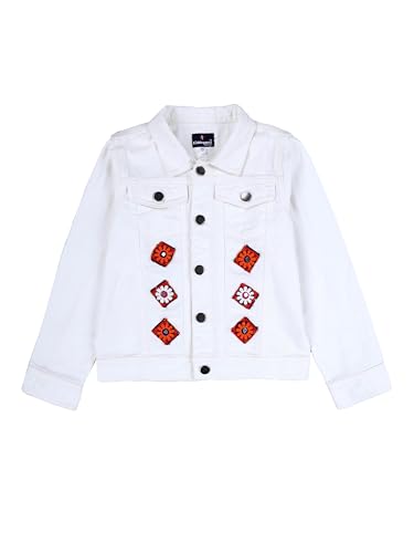 Image of Girls Full Sleeve Solid Crop Denim Jacket