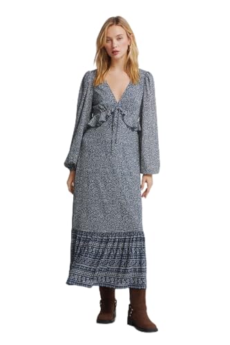 Robe midi imprimée Springfield femme robe longue manches longues fluide