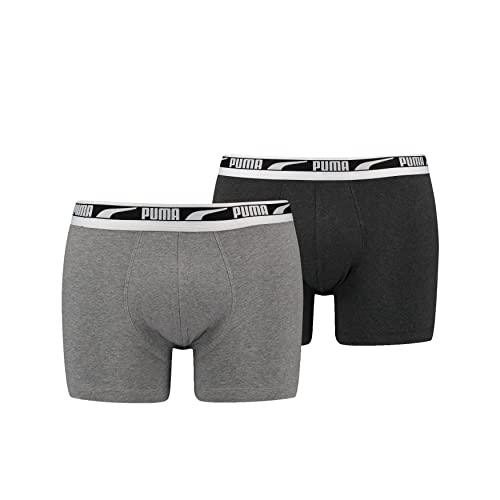 Puma Herren Mens Everyday Multi Logo Boxers Unterwäsche, Grey Mélange, L EU – Ansicht 1
