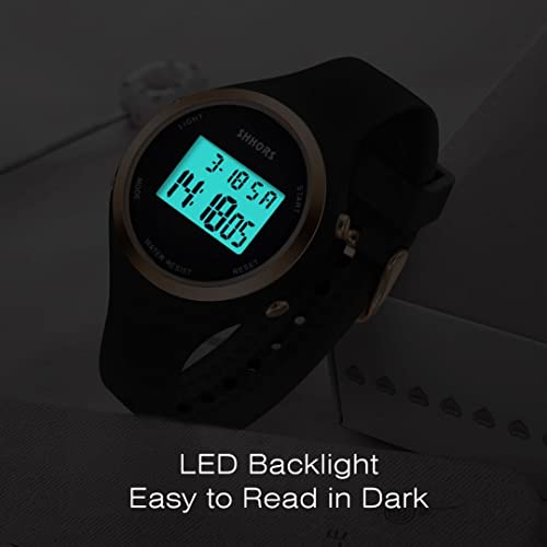 aswan watch Digitaal horloge voor dames met wekker, stopwatch, ledlicht, datum, casual, polshorloge met siliconen… - Image 4