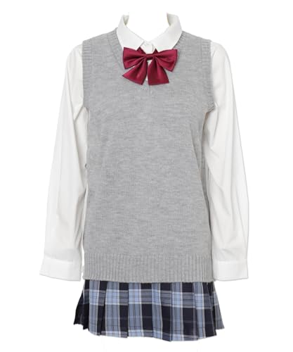 [ウィゴー] ベーシック スクールニット ベスト 学生 スクール 服 制服 トップス 無地 羽織 女子 通学 高校生 中学生 仕事着 シンプル 秋服 ギフト レディース M 杢グレー