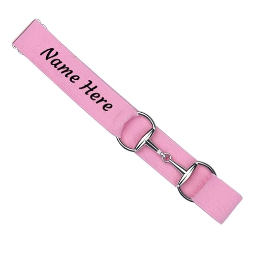Dinikally Personalized Embroidered Equestrian Belt, Custom Horse Riding Belt with Text, Stylish Belt for Horse Lovers (Pink)
