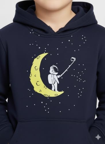 Image of Mack Jonney Boys' inchAwesome inch Printed Fleece Hoodie - Warm Winter Sweatshirt with Kangaroo Pocket -M5452
