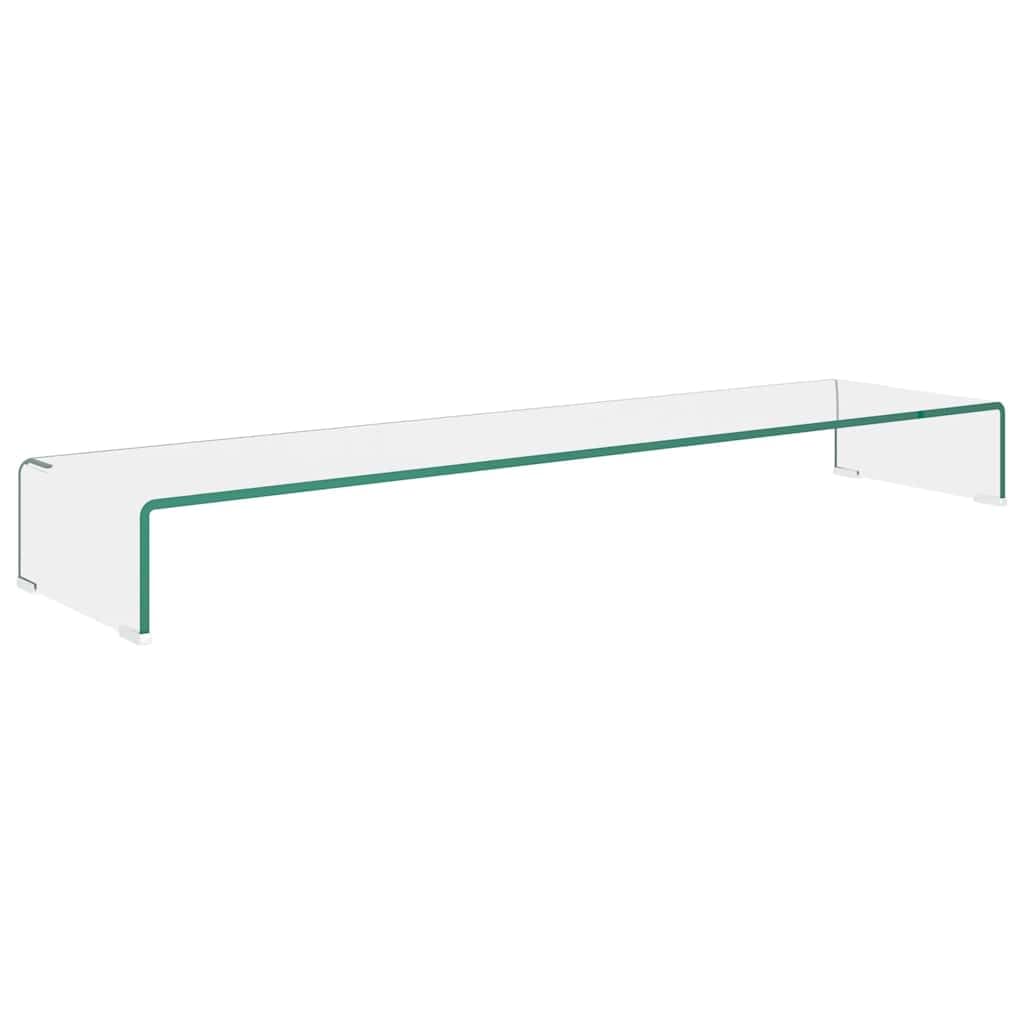 Leasha Rehausseur Écran PC Bureau, Réhausseur d'Écran Support de Moniteur 120x30x13 cm verre transparent