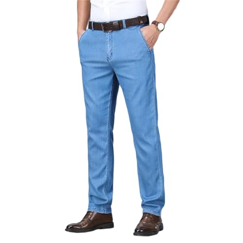 Men's Spring Fall Jeans – Thin Stretch Straight Denim Pants, Business Office Casual Trousers Plus Size
