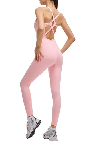 Image of LOVESOFT Workout Jumpsuits for Women Sleevesless Bodycon Backless Unitard