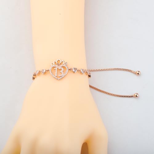 FEELMEM Sweet 13th Birthday Gift Crown Charm Bracelet 13 Year Old Girl Gift For Daughter Cousins Sisters Best Friend3