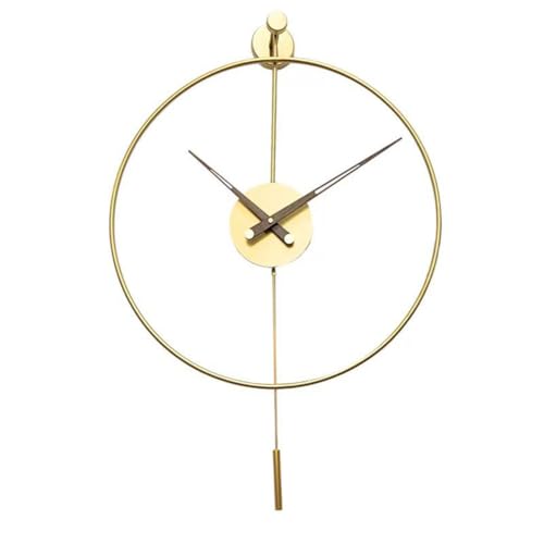 Grande Orologio da Parete Decorativo, Orologio da Parete Decorativo Classico in Metallo con Pendolo, Orologi d'Arte Creativa silenziosi Senza ticchettio per Soggiorno casa Camera da,d'oro,50cm