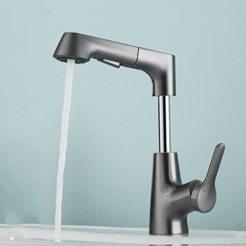 Robinet de lavabo extensible gris anti-éclaboussures pour vasque - 5
