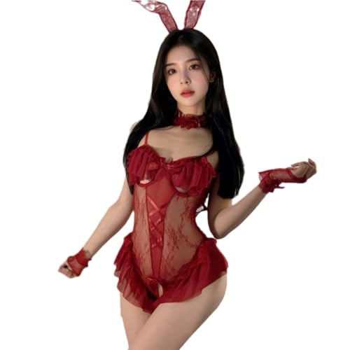 Image of GirlFriend Lingerie One Piece Nurse Deep V Neck Teddy Princess Lingerie Set - Fairytale Nurse Bikini Set for women wife