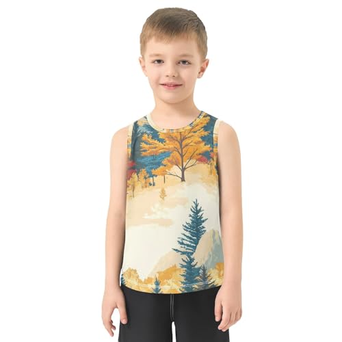 susiyo Fall Trees Mountain Boys Sleeveless Tank Top Girls Athletic T Shirt2
