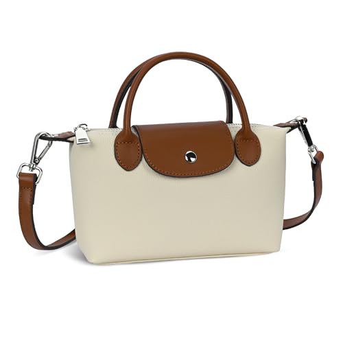 Image of HESHE Small Leather Crossbody Bags for Women Mini Tote Shoulder Handbags | Designer Real Genuine Leather Travel Purse Adjustable Straps Sacthel Hobo Purses Magnetic Snap Zippered Closure